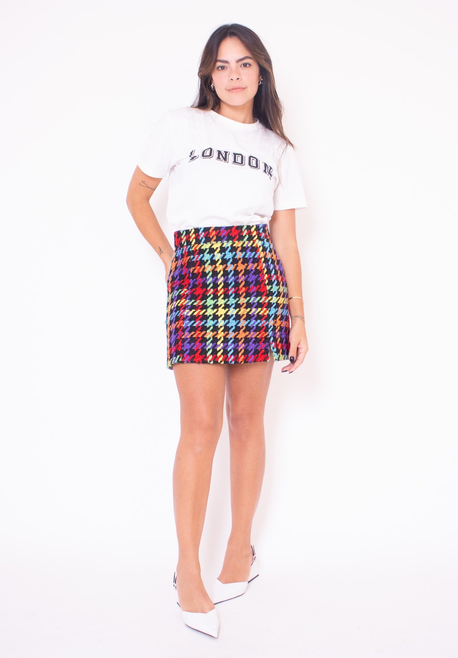 Rainbow Tartan Mini Skirt